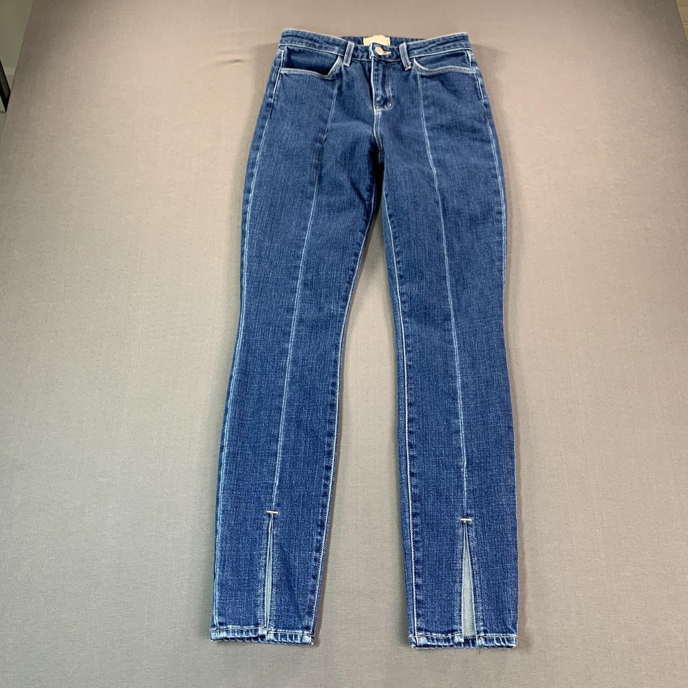L'AGENCE Jeans Womens 26x30 Blue Mid Rise Skinny‎ Stretch Front Slit Made USA